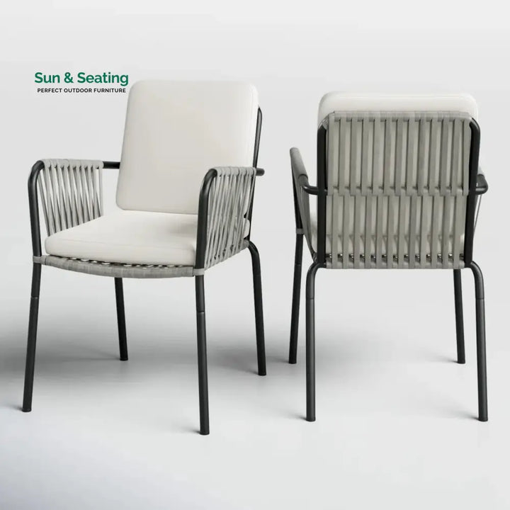 Sakshi 2-Piece Outdoor Rope Patio Dining Chairs Dinning Chairs
