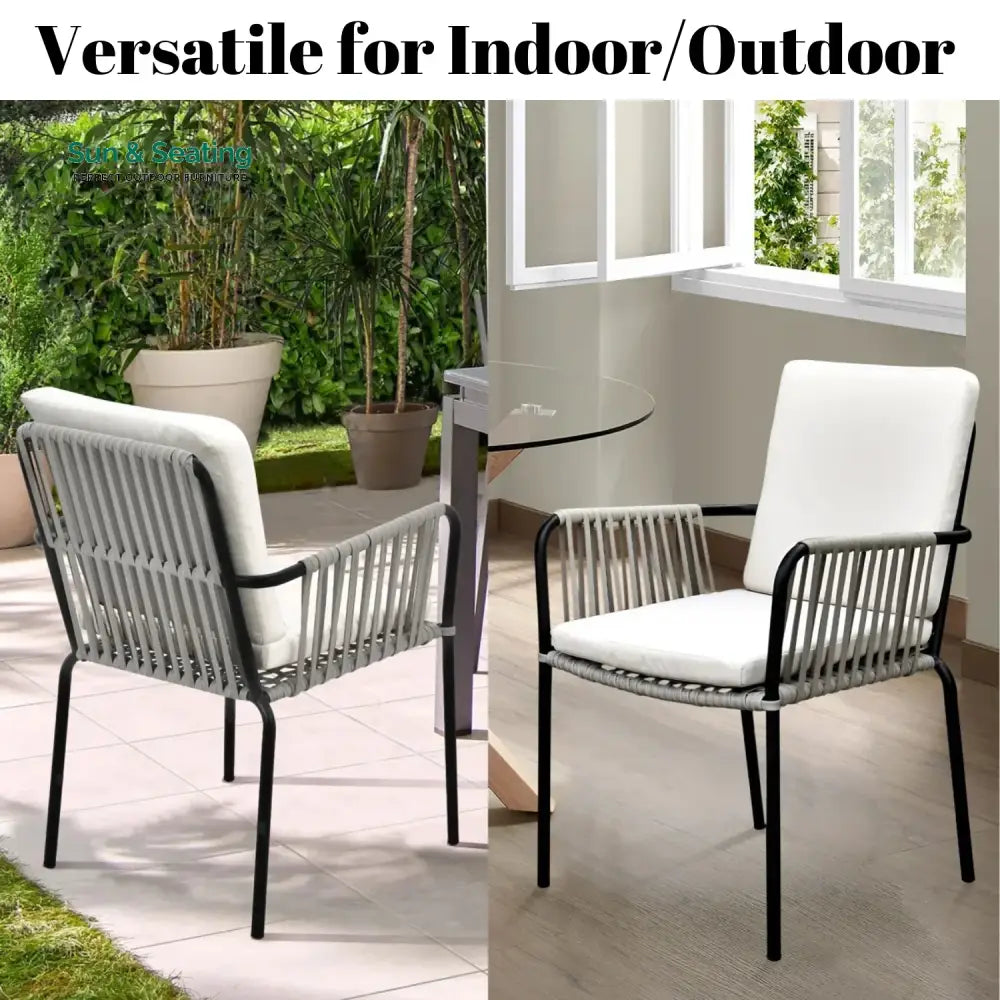 Sakshi 2-Piece Outdoor Rope Patio Dining Chairs Dinning Chairs