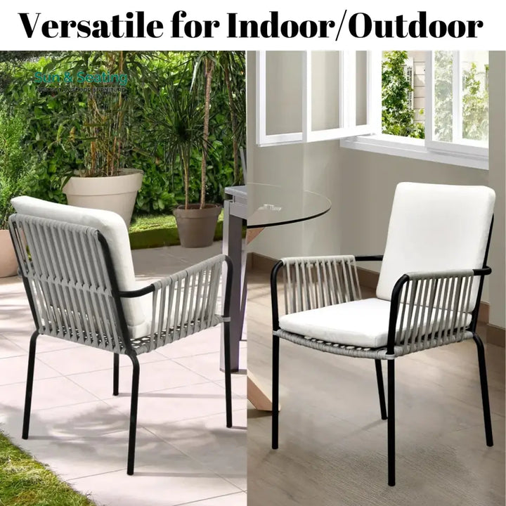 Sakshi 2-Piece Outdoor Rope Patio Dining Chairs Dinning Chairs