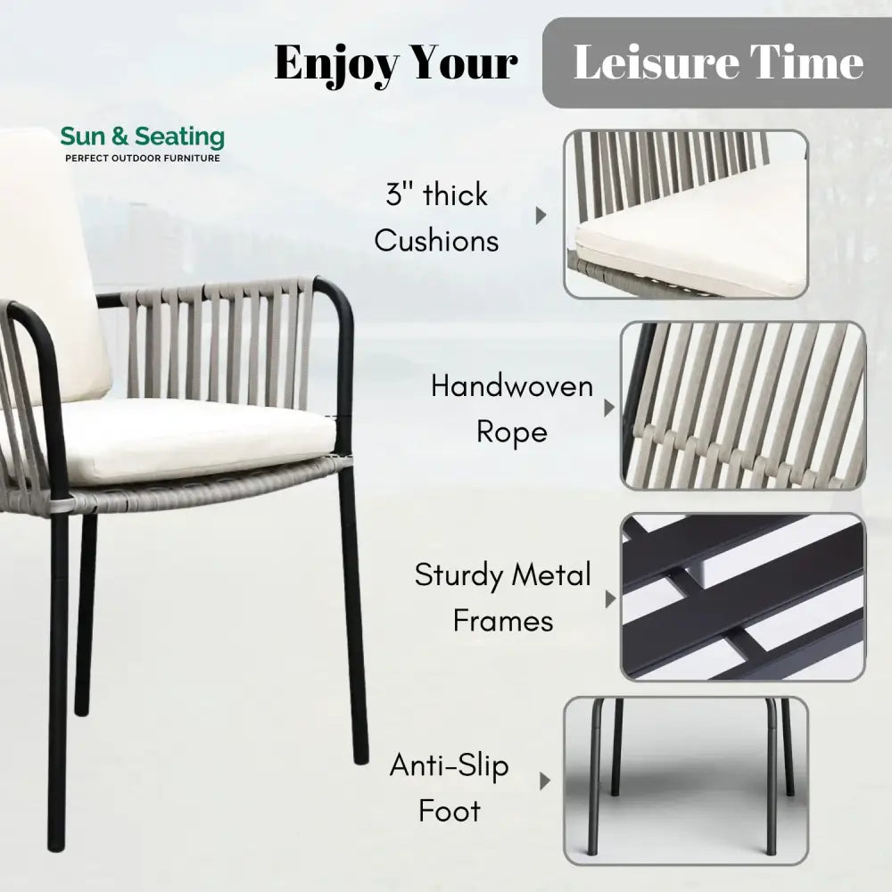 Sakshi 2-Piece Outdoor Rope Patio Dining Chairs Dinning Chairs