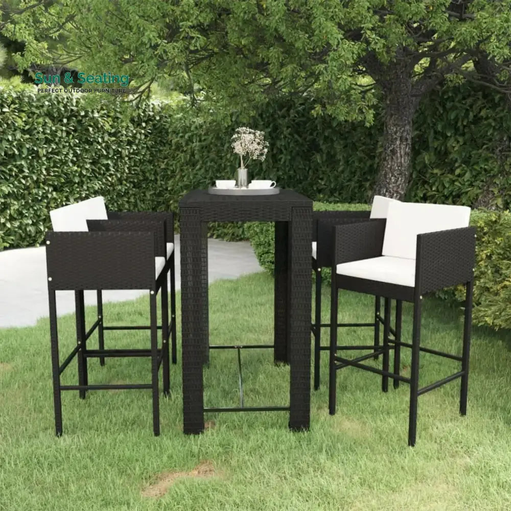 Sakura 5-Piece Outdoor Rattan Wicker Bar Set Bar Set