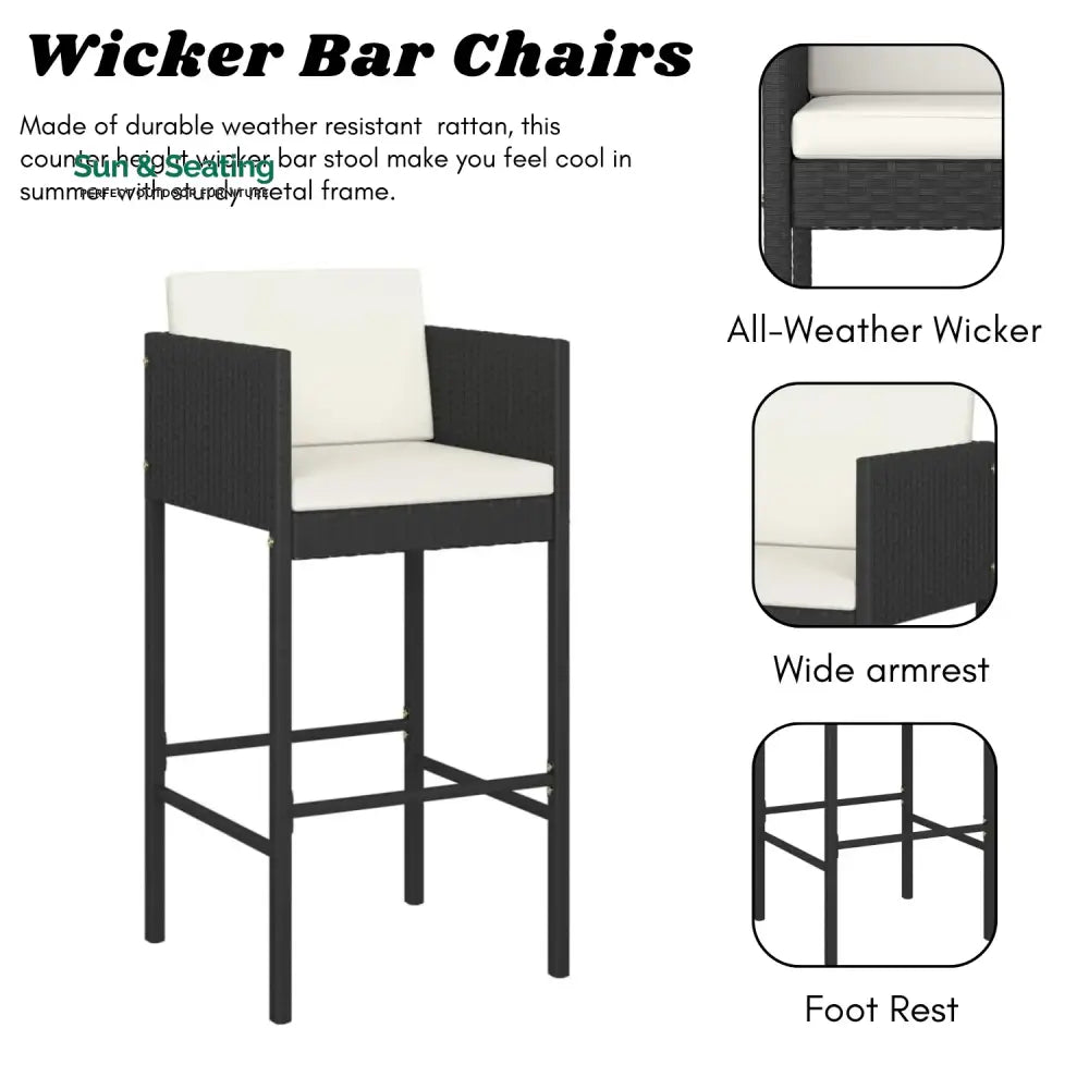Sakura 5-Piece Outdoor Rattan Wicker Bar Set Bar Set