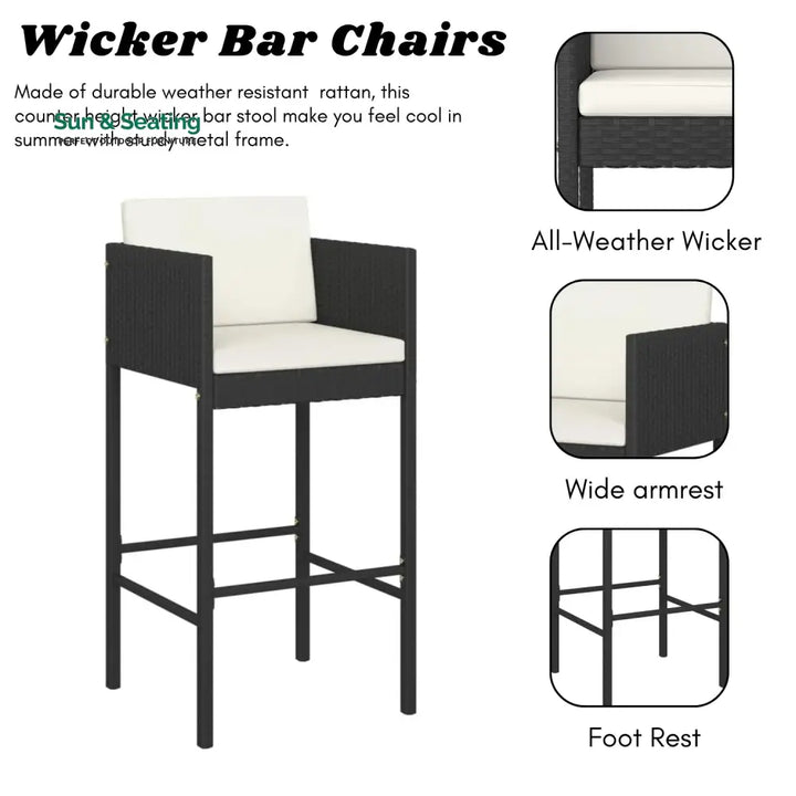 Sakura 5-Piece Outdoor Rattan Wicker Bar Set Bar Set
