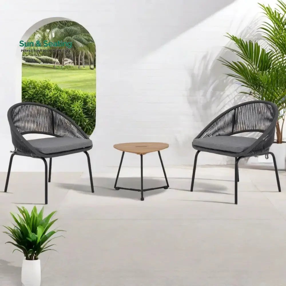 Salma 3 Piece Garden Outdoor Rope Patio Set Patio Set