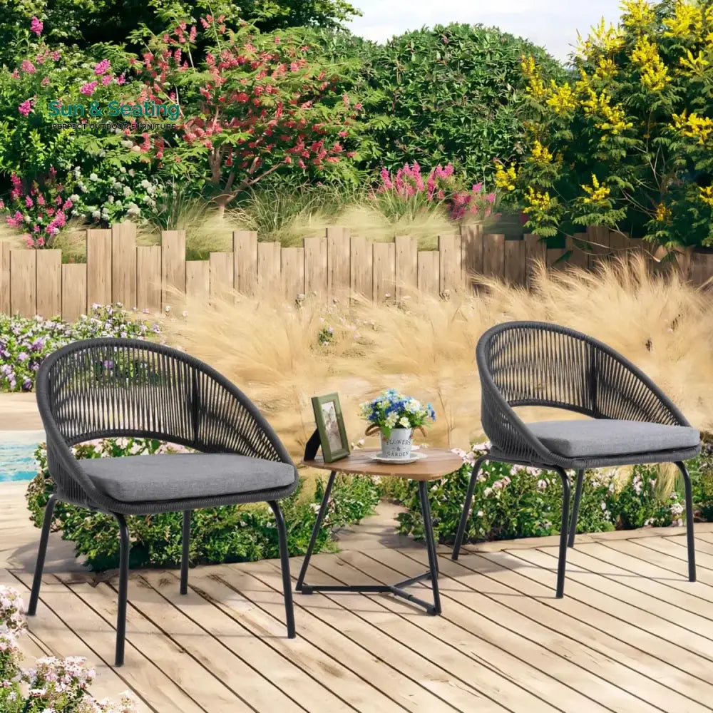 Salma 3 Piece Garden Outdoor Rope Patio Set Patio Set