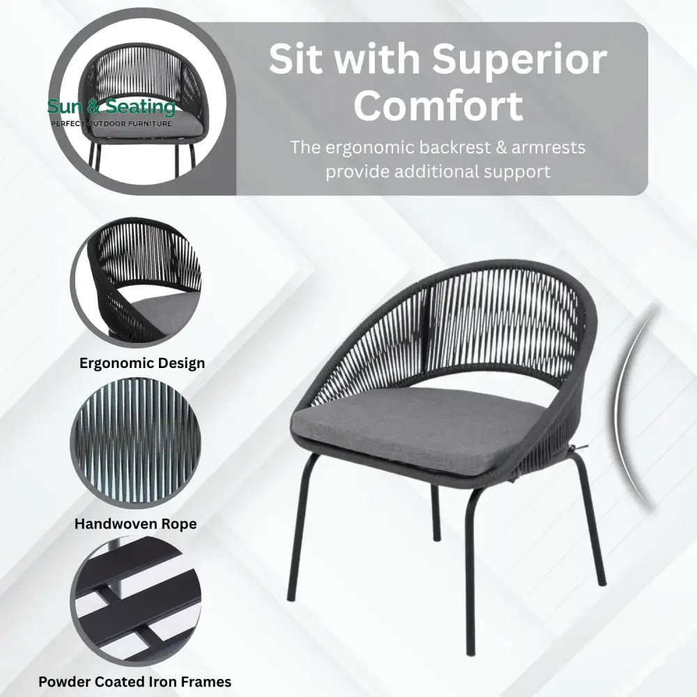 Salma 3 Piece Garden Outdoor Rope Patio Set Patio Set