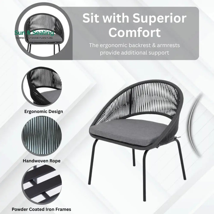 Salma 3 Piece Garden Outdoor Rope Patio Set Patio Set