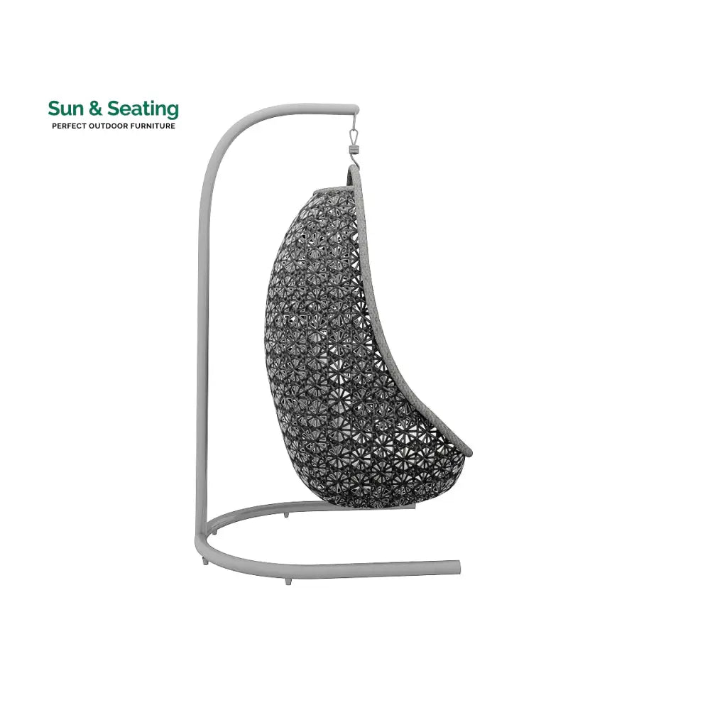 Salome Single Seater Hanging Swing With Stand For Balcony Garden Swing (Black + Grey) Swings