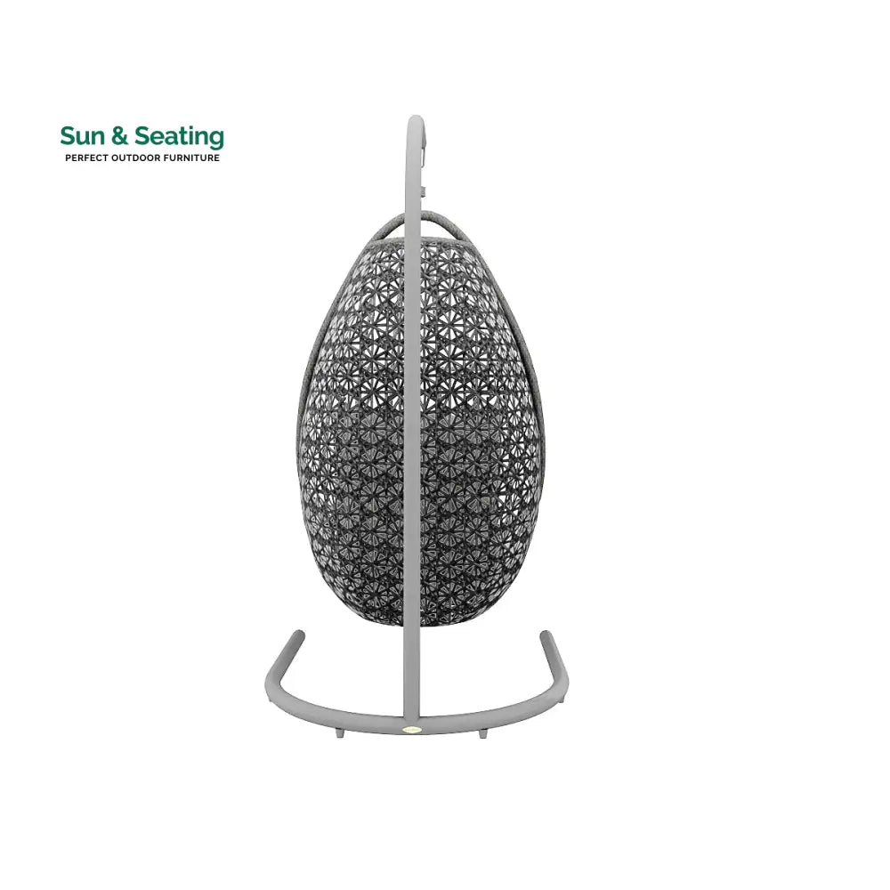 Salome Single Seater Hanging Swing With Stand For Balcony Garden Swing (Black + Grey) Swings