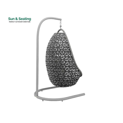 Salome Single Seater Hanging Swing With Stand For Balcony Garden Swing (Black + Grey) Swings