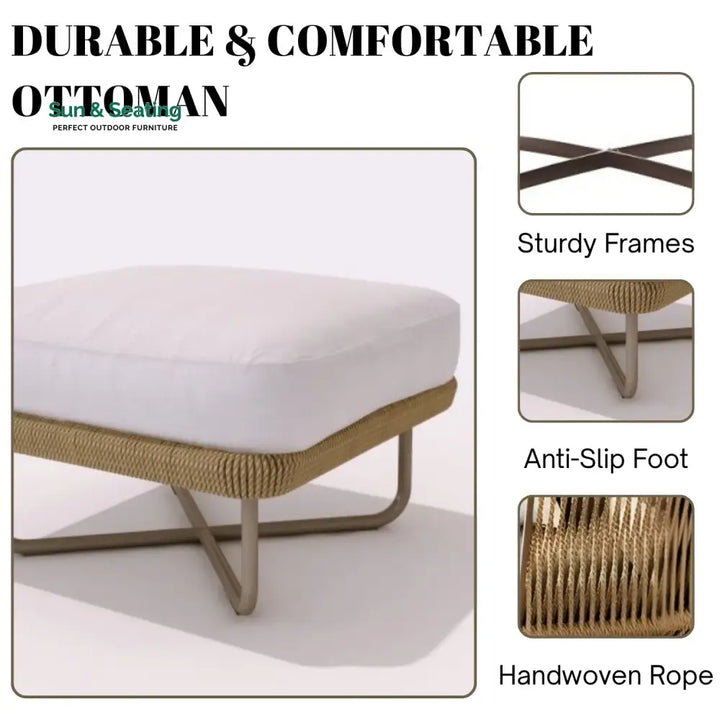 Salsabil Outdoor All-Weather Rope Ottoman Footrest