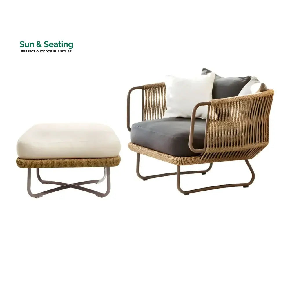 Salsabil Outdoor All-Weather Rope Ottoman Footrest