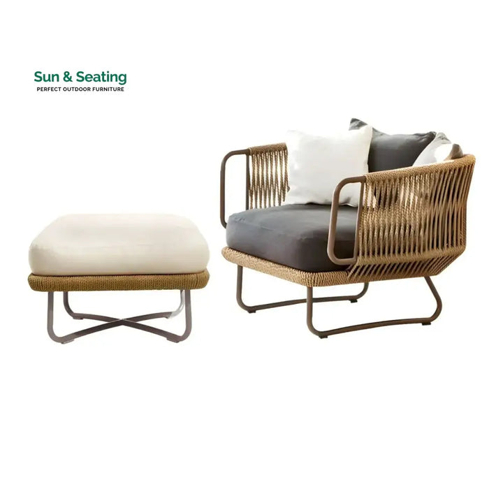 Salsabil Outdoor All-Weather Rope Ottoman Footrest