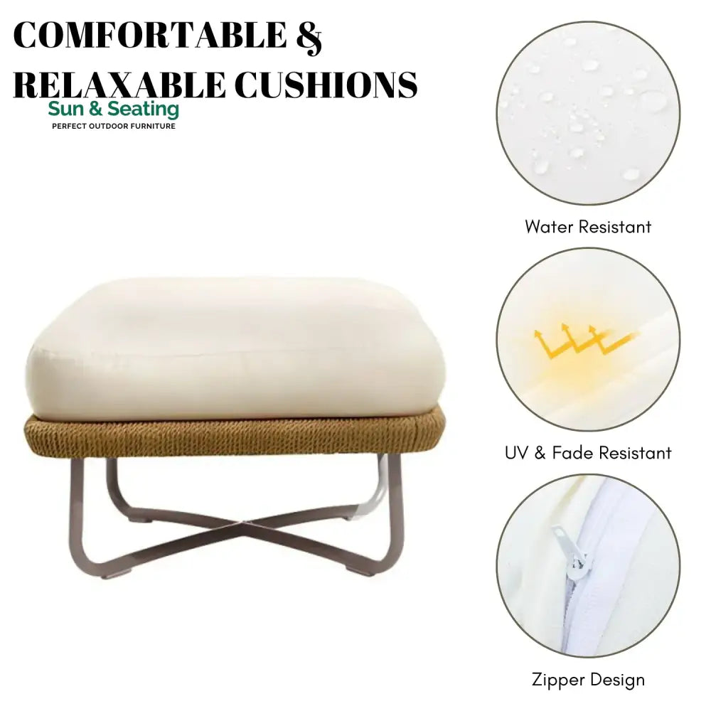 Salsabil Outdoor All-Weather Rope Ottoman Footrest