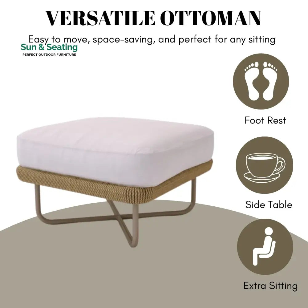 Salsabil Outdoor All-Weather Rope Ottoman Footrest