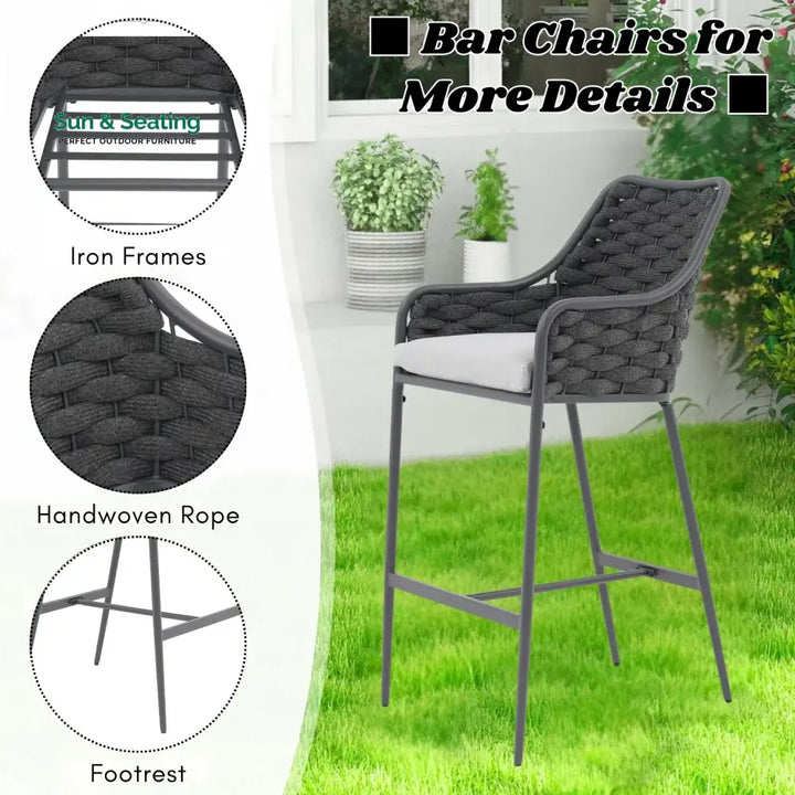 Samaira 2-Piece Outdoor Rope Bar Chairs – Stylish Comfort Built to Last Bar Chairs