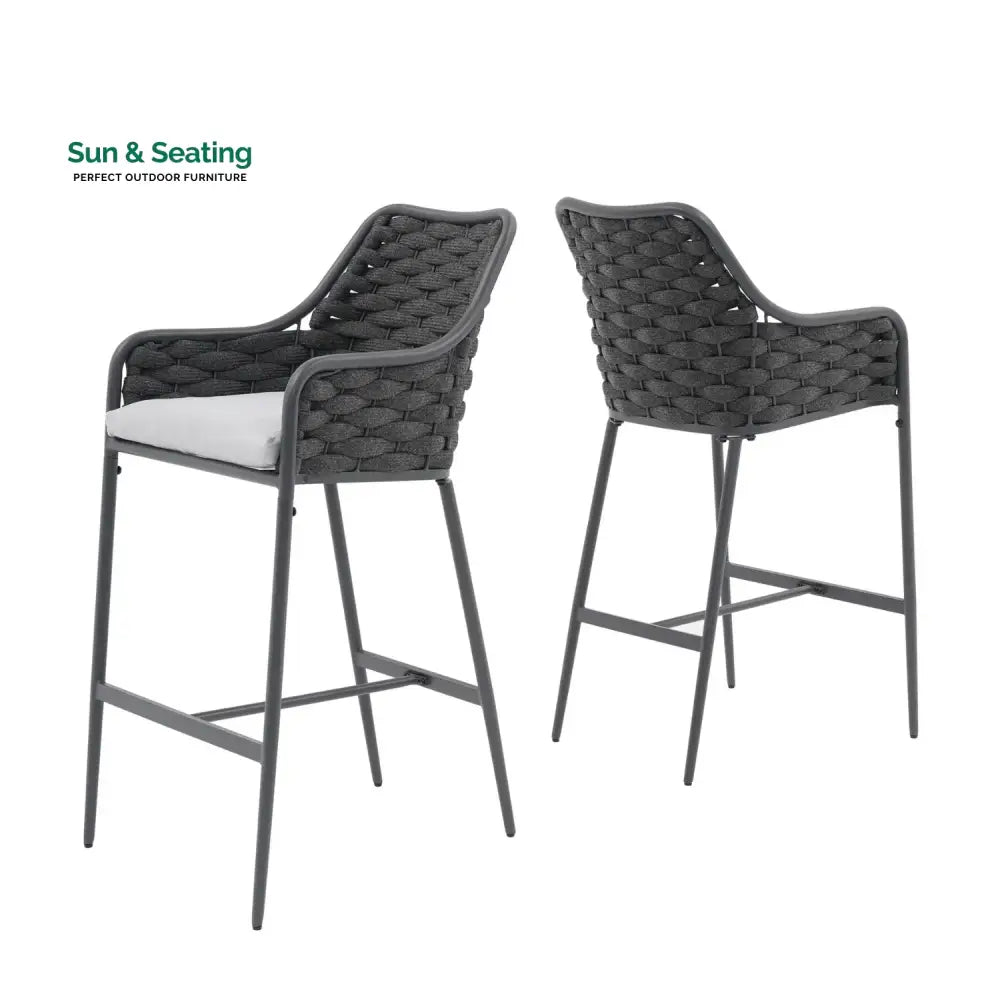 Samaira 2-Piece Outdoor Rope Bar Chairs – Stylish Comfort Built to Last Bar Chairs