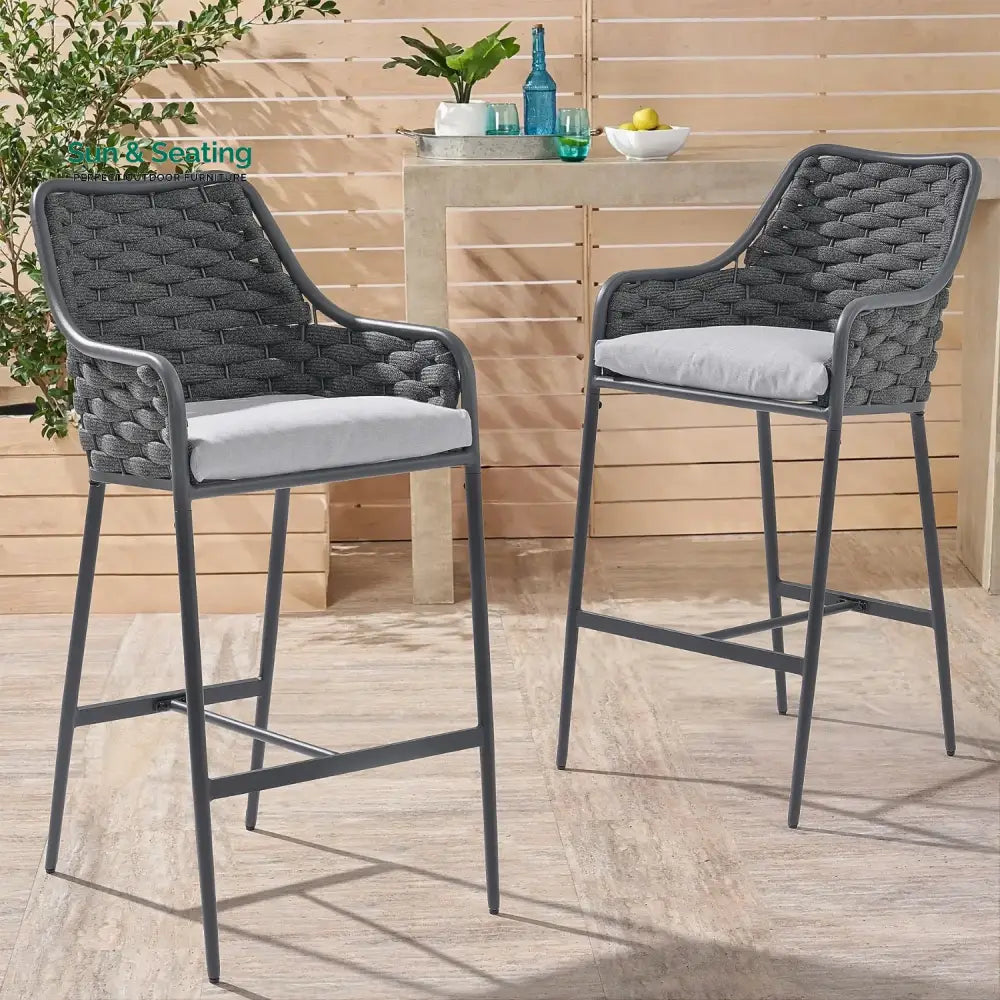 Samaira 2-Piece Outdoor Rope Bar Chairs – Stylish Comfort Built to Last Bar Chairs