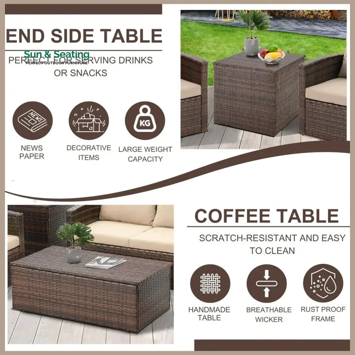 Samiksha Outdoor 7-Seater Wicker Sectional Sofa Set Sofa Set