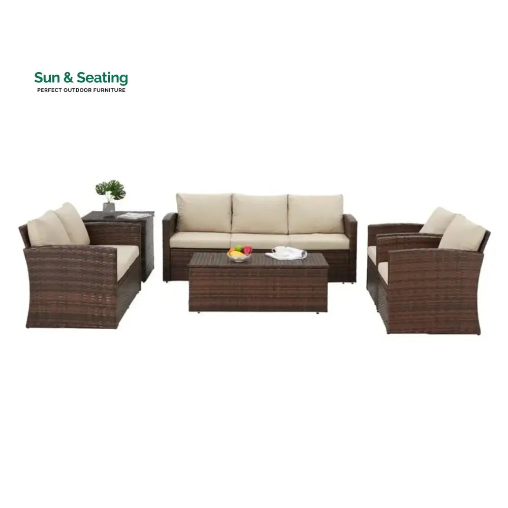 Samiksha Outdoor 7-Seater Wicker Sectional Sofa Set Sofa Set