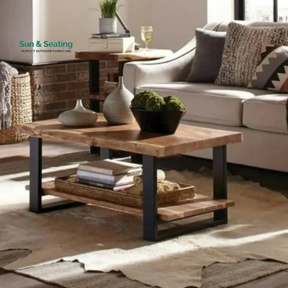 Samira 2-Tier Natural Wood Top Center Table Center Table