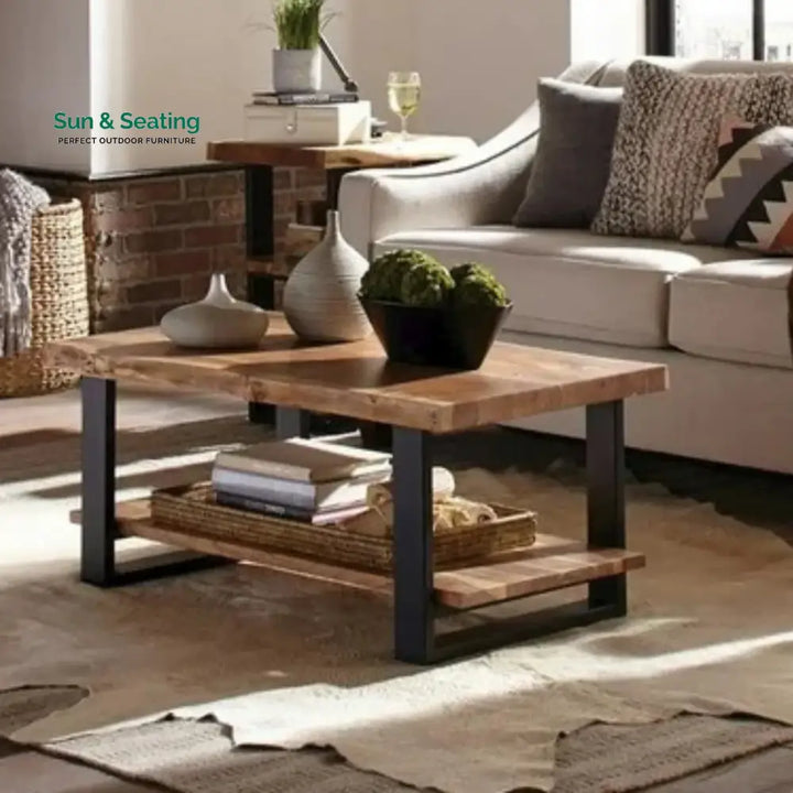 Samira 2-Tier Natural Wood Top Center Table Center Table