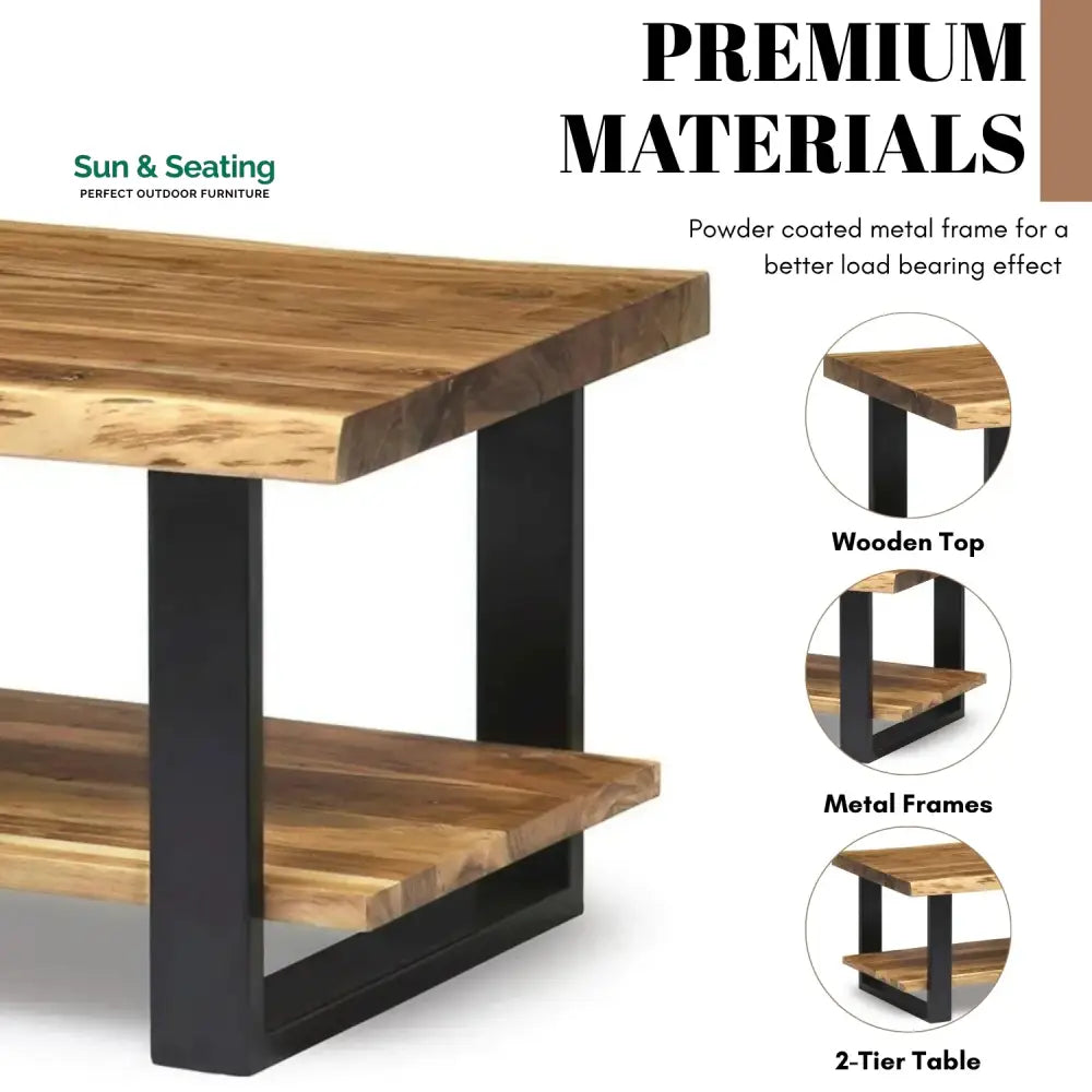 Samira 2-Tier Natural Wood Top Center Table Center Table