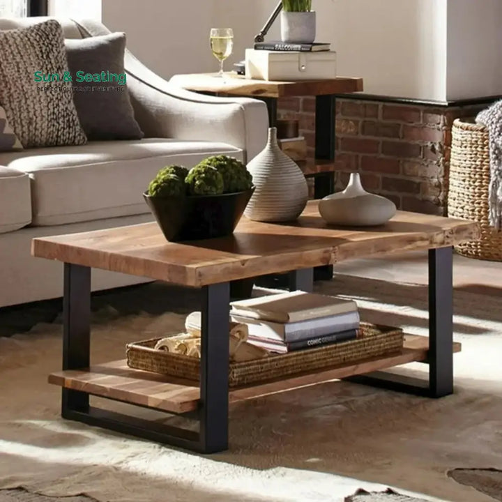 Samira 2-Tier Natural Wood Top Center Table Center Table
