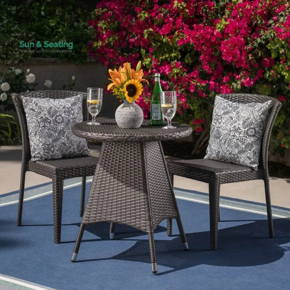 Sammy Outdoor Patio Seating Set 2 Chairs and 1 Table Set (Black) Coffee Table Sets