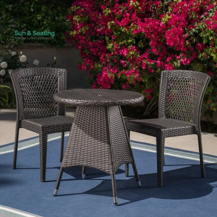 Sammy Outdoor Patio Seating Set 2 Chairs and 1 Table Set (Black) Coffee Table Sets