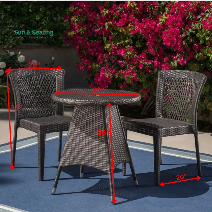 Sammy Outdoor Patio Seating Set 2 Chairs and 1 Table Set (Black) Coffee Table Sets