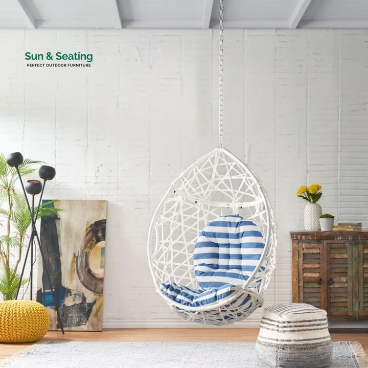 Samuele Single Seater Hanging Swing Without Stand For Balcony Garden Swing (White) Swings