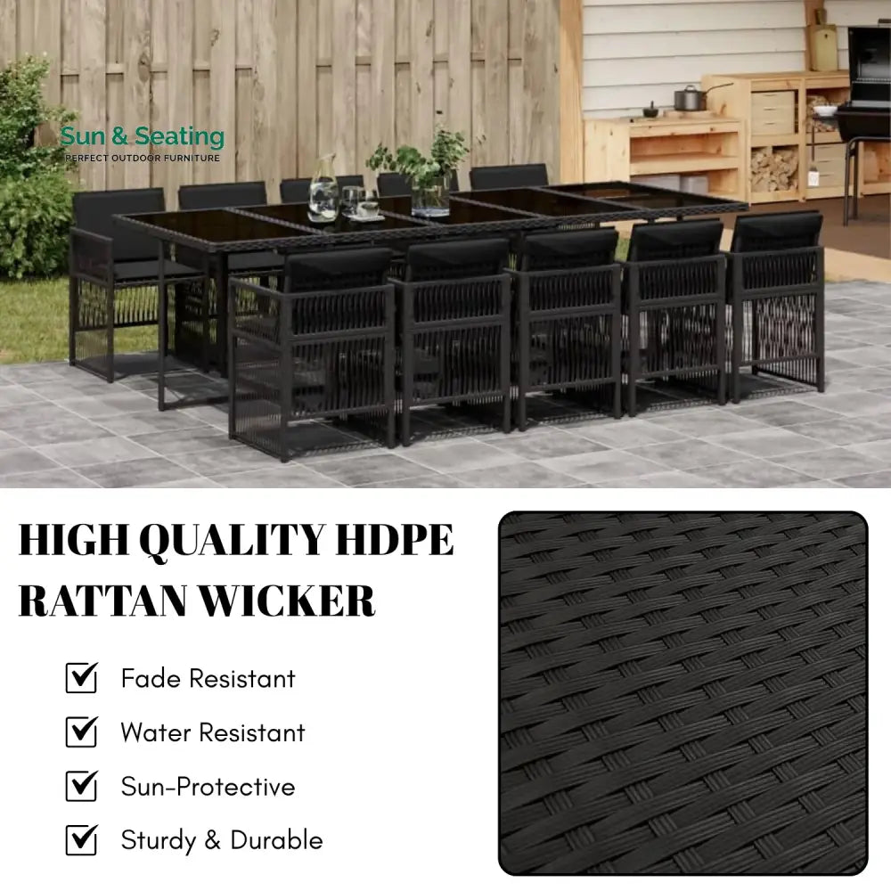 Sanika 10 Seater Outdoor Rattan Wicker Dinning Set Dining Set