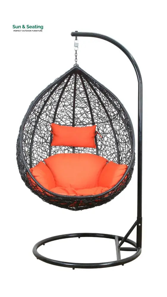 Santa Single Seater Hanging Swing With Stand For Balcony Garden Swing (Dark Brown) Swings