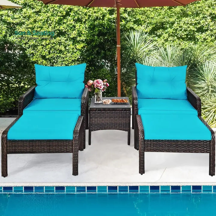Saphira Outdoor Wicker 5-Piece Patio Sofa Set Patio Sofa Set