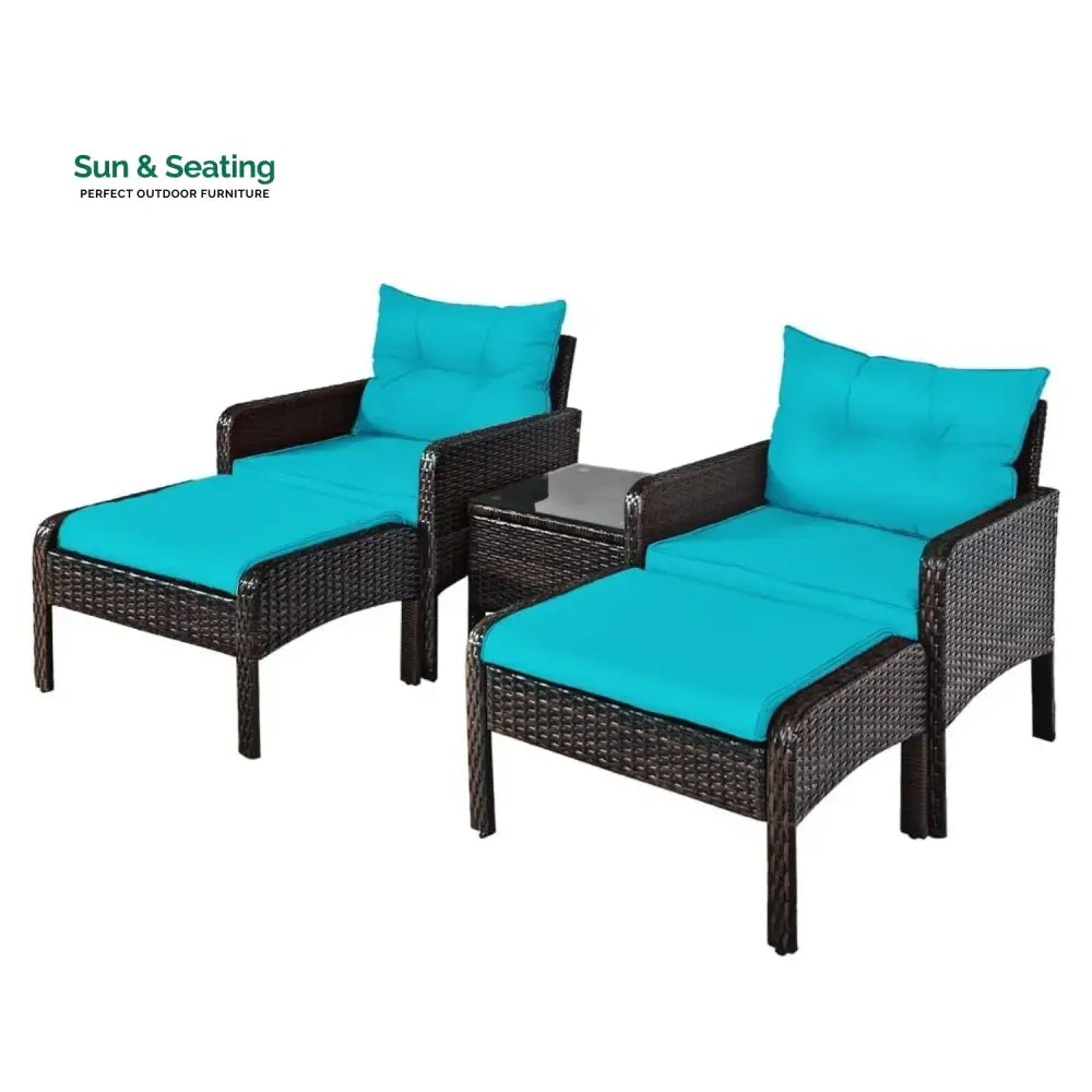Saphira Outdoor Wicker 5-Piece Patio Sofa Set Patio Sofa Set