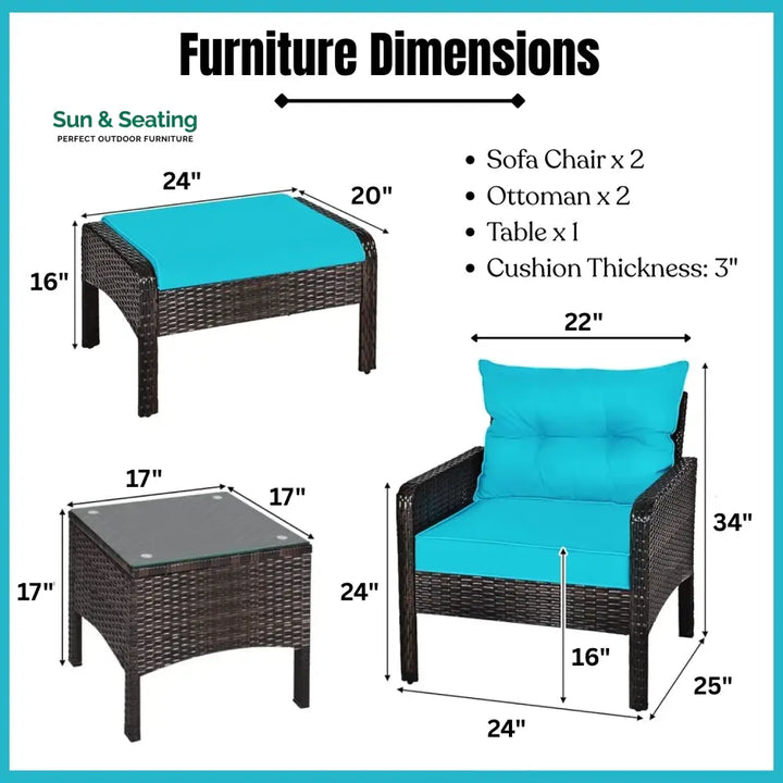 Saphira Outdoor Wicker 5-Piece Patio Sofa Set Patio Sofa Set