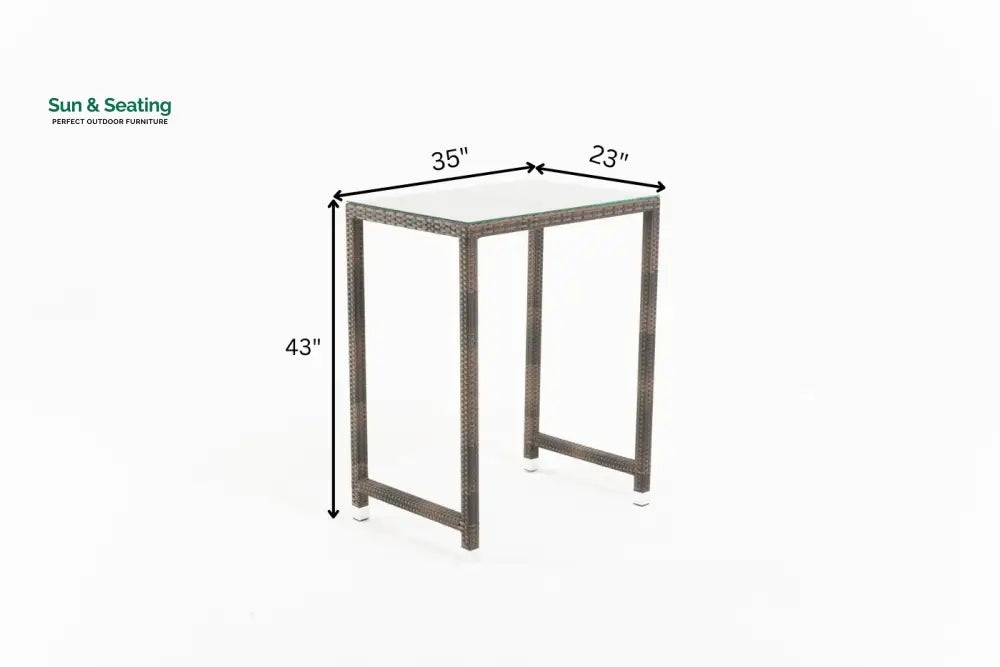Sauceda Outdoor Patio Bar Sets 2 Chairs and 1 Table (Brown) Bar Sets