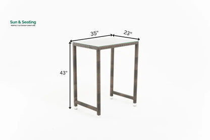 Sauceda Outdoor Patio Bar Sets 2 Chairs and 1 Table (Brown) Bar Sets