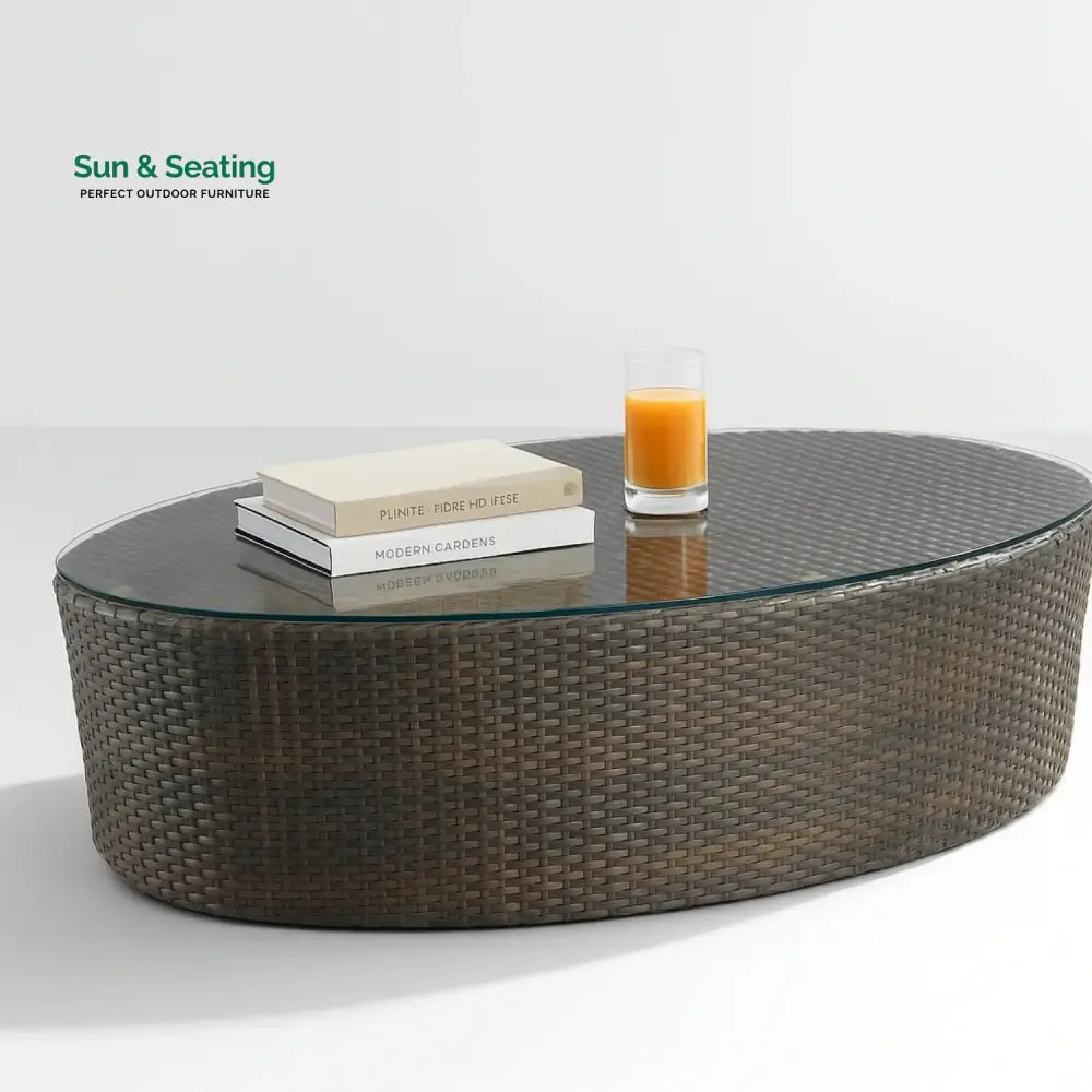 Savannah 5-Piece Outdoor Wicker Sofa Set With Glass Top Tables Sofa Set