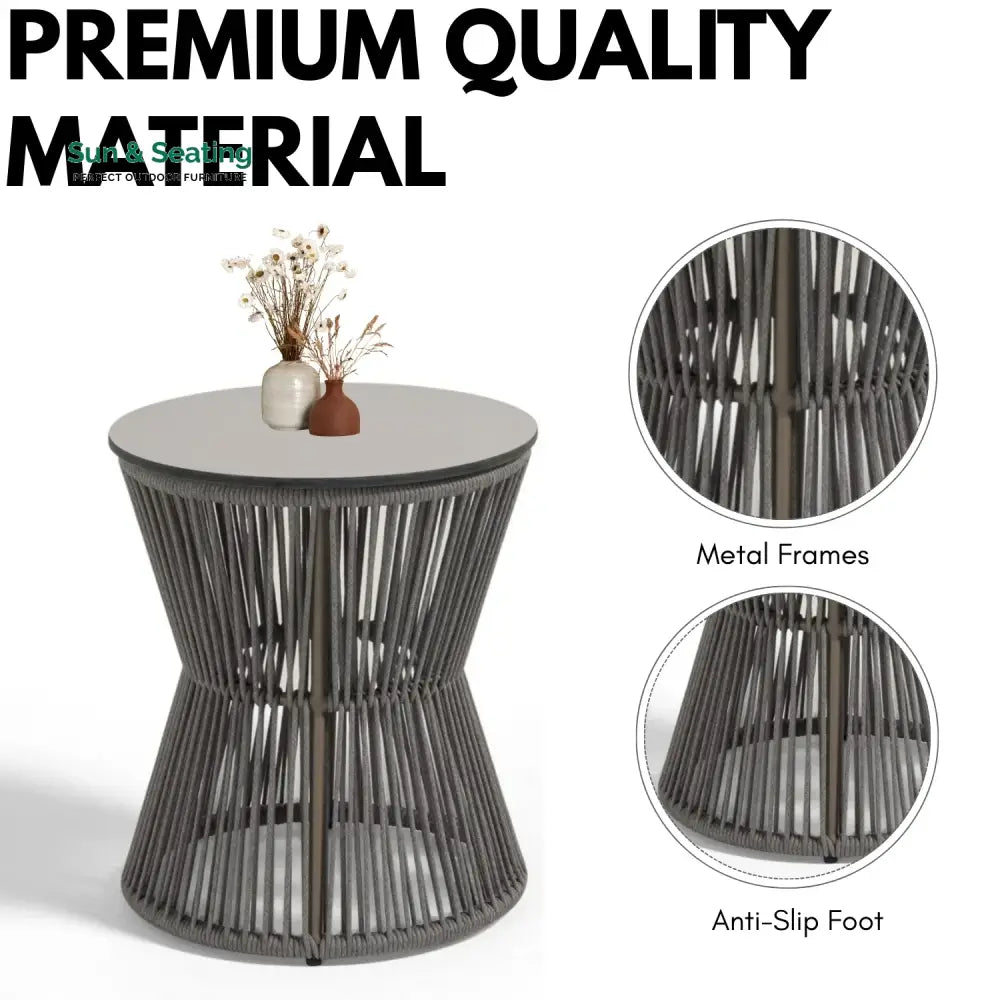 Sawyer Outdoor Rope 4-Piece Patio Sofa Set with Glass Top Tables Sofa Set