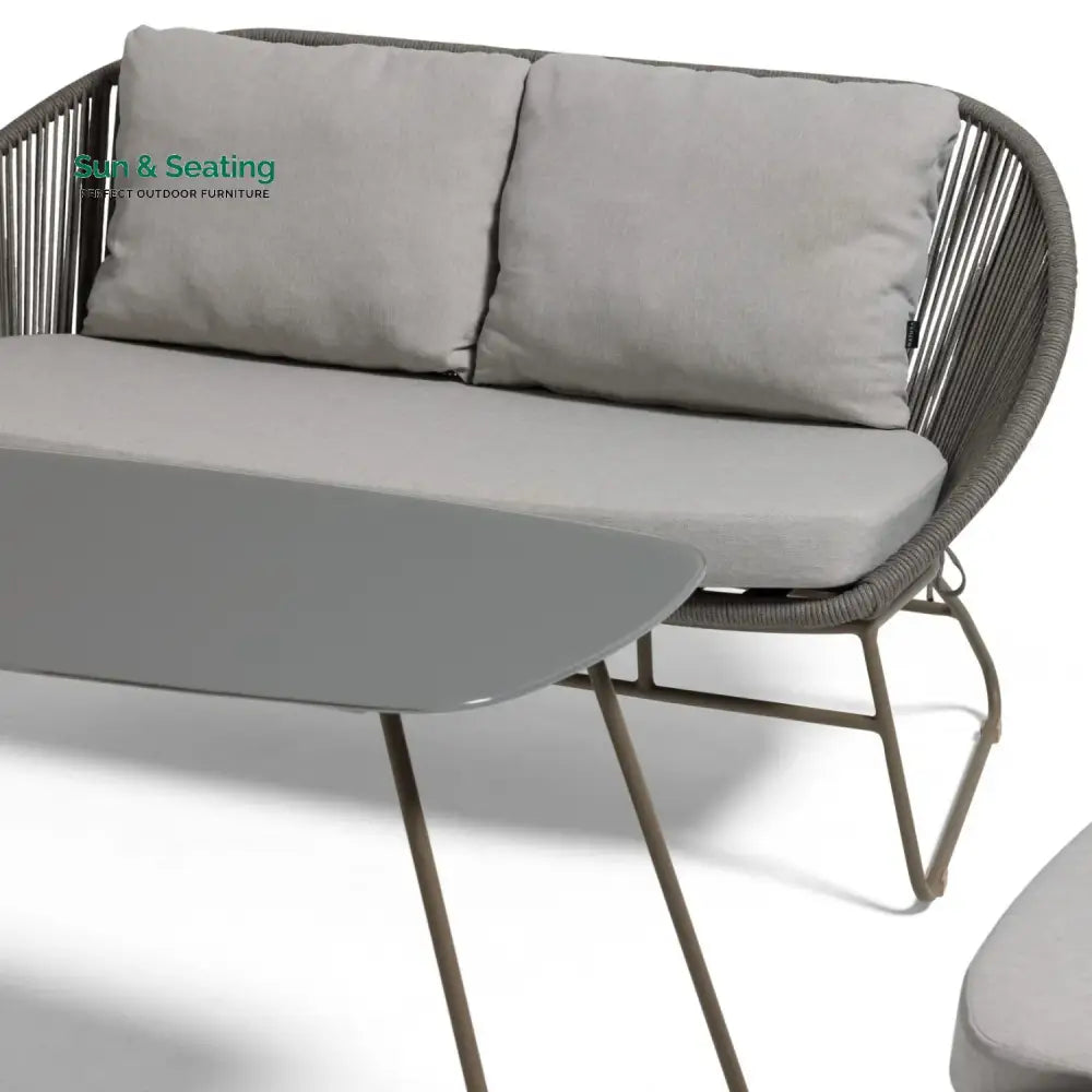Sawyer Outdoor Rope 4-Piece Patio Sofa Set with Glass Top Tables Sofa Set