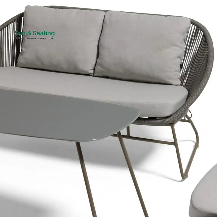 Sawyer Outdoor Rope 4-Piece Patio Sofa Set with Glass Top Tables Sofa Set
