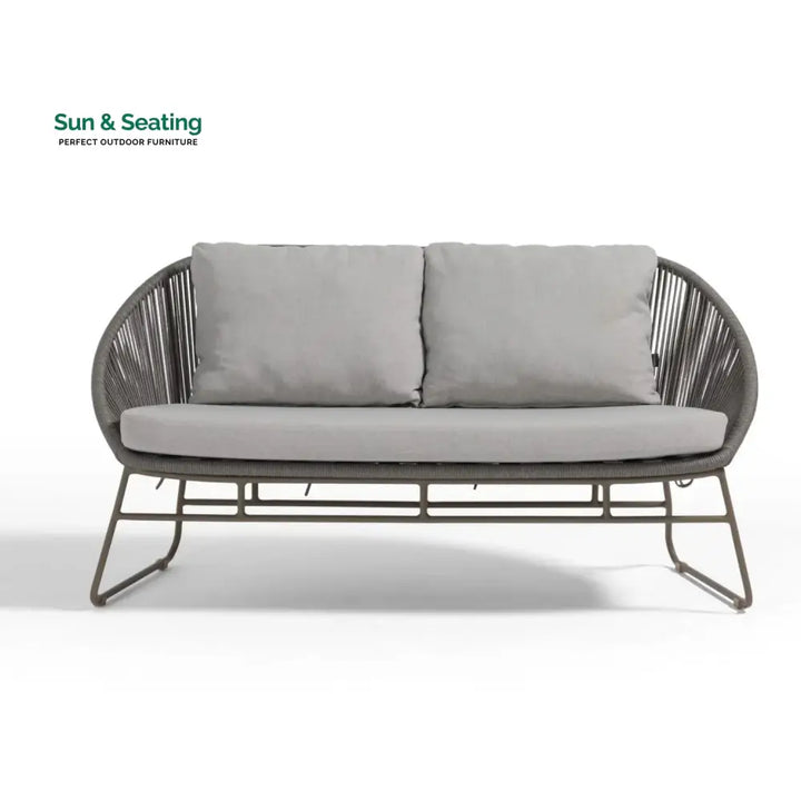 Sawyer Outdoor Rope 4-Piece Patio Sofa Set with Glass Top Tables Sofa Set