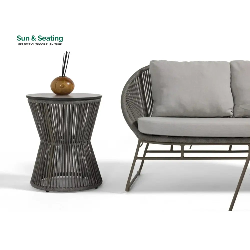 Sawyer Outdoor Rope 4-Piece Patio Sofa Set with Glass Top Tables Sofa Set