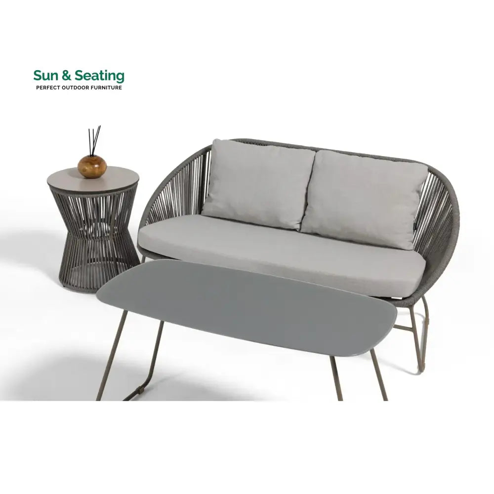 Sawyer Outdoor Rope 4-Piece Patio Sofa Set with Glass Top Tables Sofa Set
