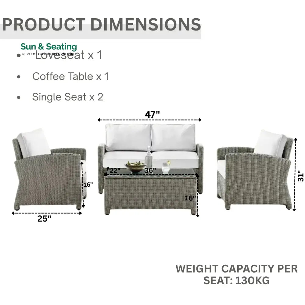 Scarlett 4 Pieces Patio Furniture Set Outdoor Sectional Sofa Sofa Set
