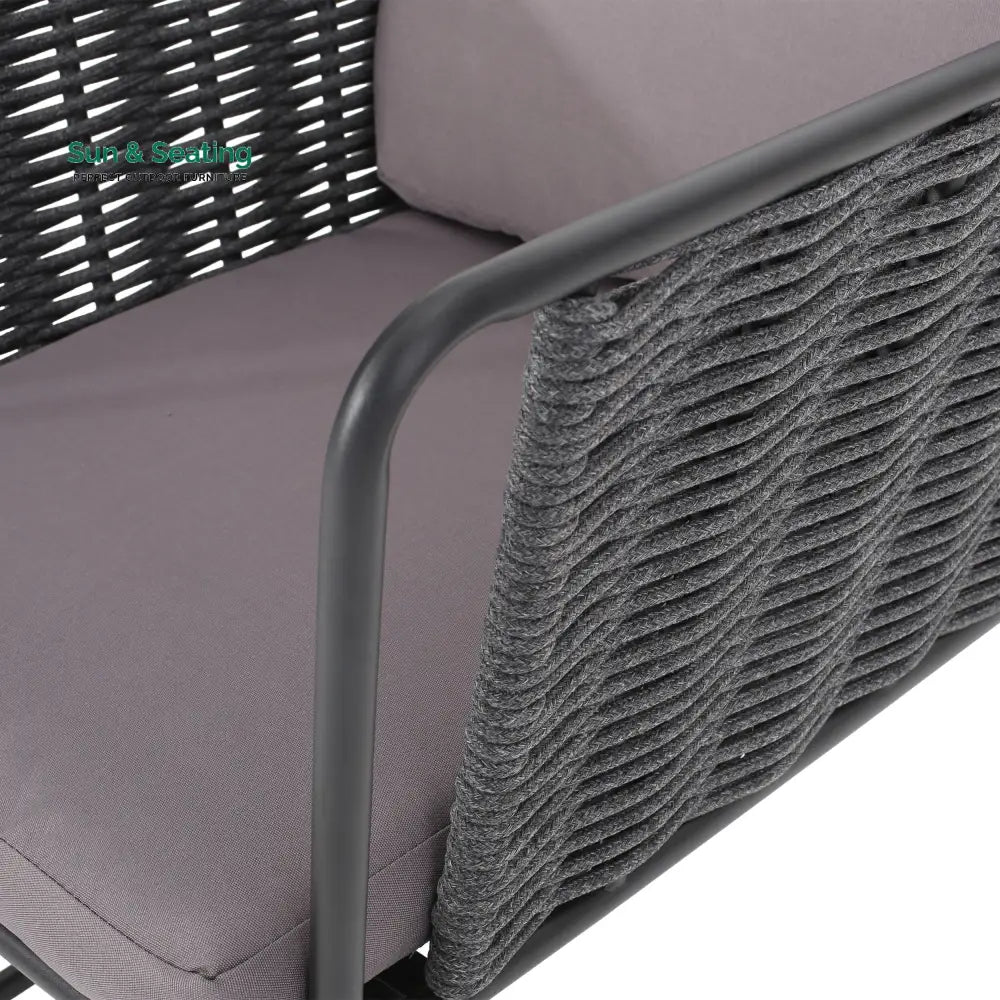 Scat Outdoor Patio Seating Set 2 Chairs and 1 Table Set (Grey) Braided &amp; Rope Coffee Table Sets