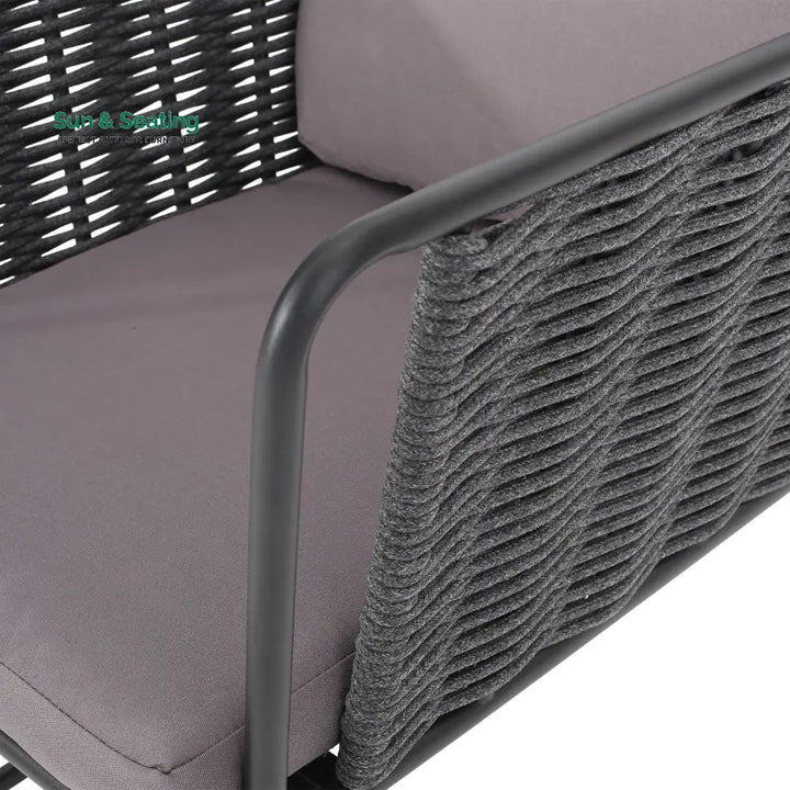 Scat Outdoor Patio Seating Set 2 Chairs and 1 Table Set (Grey) Braided &amp; Rope Coffee Table Sets