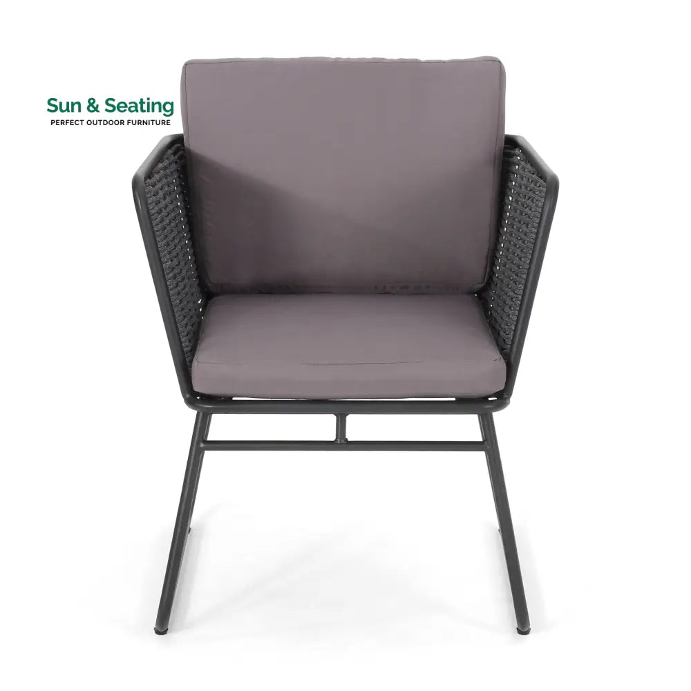 Scat Outdoor Patio Seating Set 2 Chairs and 1 Table Set (Grey) Braided &amp; Rope Coffee Table Sets